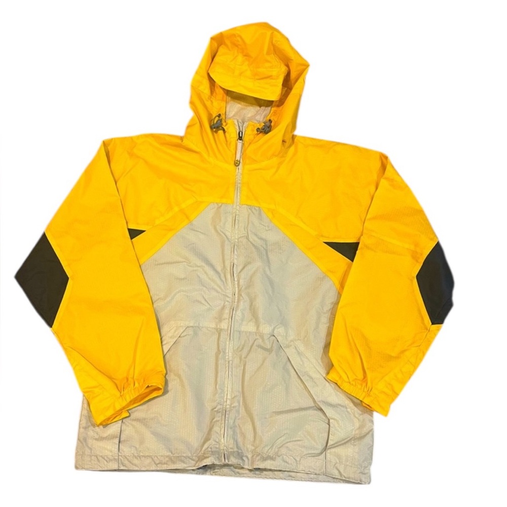 Vintage B.U.M. Equipment Windbreaker Jacket – Yellow & Gray Nylon (Full Zip)‎